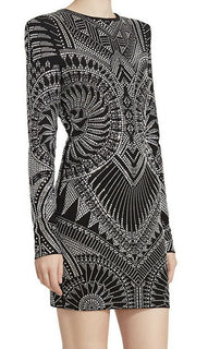 Neu $4150 Balmain Strass Jersey Kleid Schwarz 40 ( 8 ) Italien