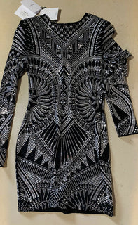 Neu $4150 Balmain Strass Jersey Kleid Schwarz 40 ( 8 ) Italien