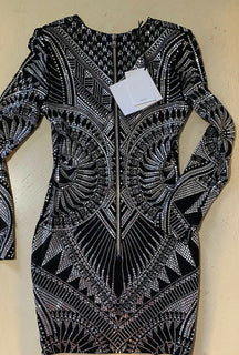 Neu $4150 Balmain Strass Jersey Kleid Schwarz 40 ( 8 ) Italien