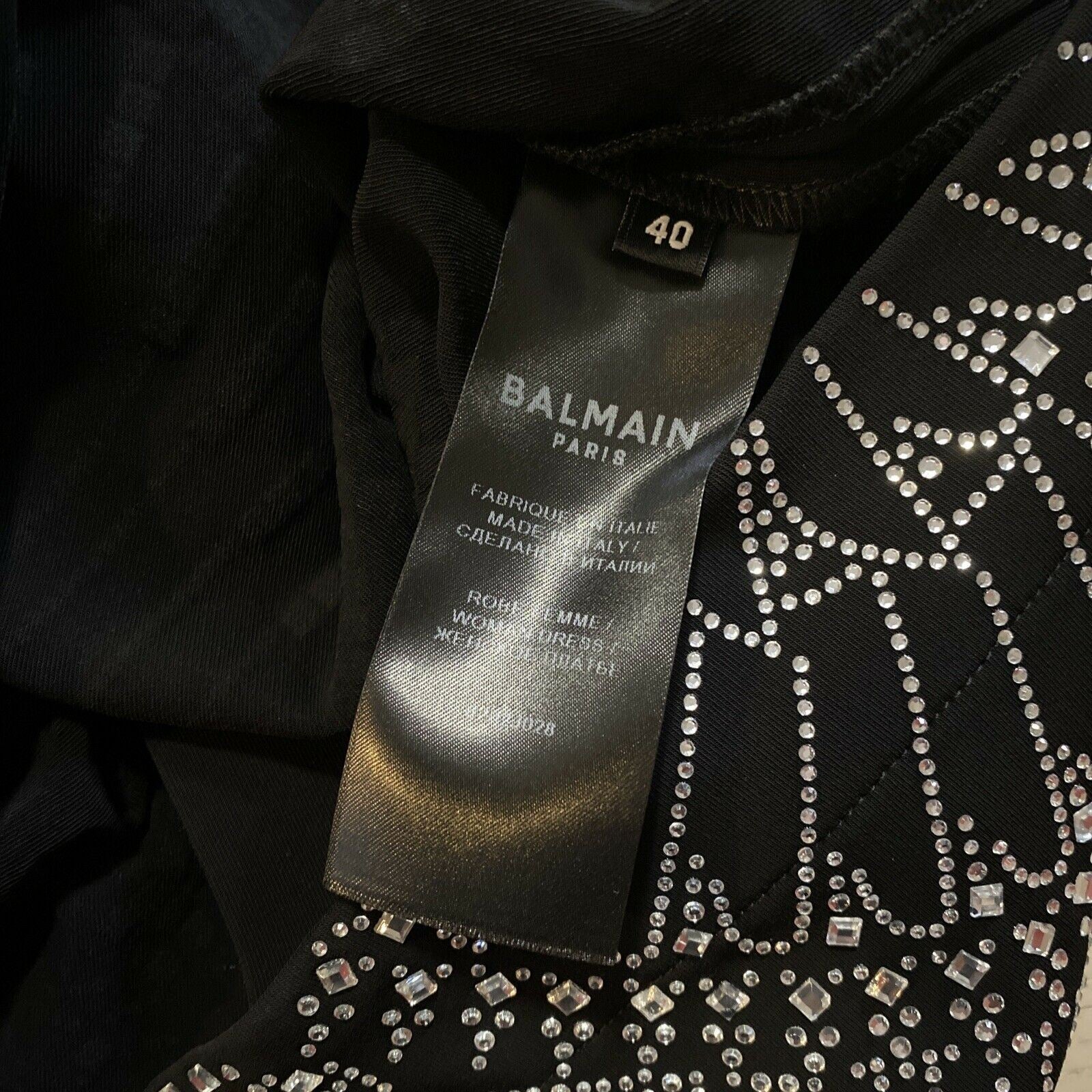 New $4150 Balmain Strass Jersey Dress Black 40 ( 8 ) Italy