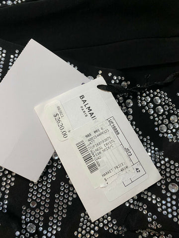 Neu $6550 Balmain Langarm Zebra Cristal Kleid Schwarz 42 (10) Frankreich
