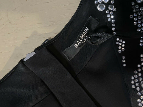 Neu $6550 Balmain Langarm Zebra Cristal Kleid Schwarz 42 (10) Frankreich