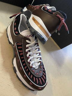 Neue 795 $ Ermenegildo Zegna Couture Leder-Sneakers Schuhe DK Braun 11 US Italien