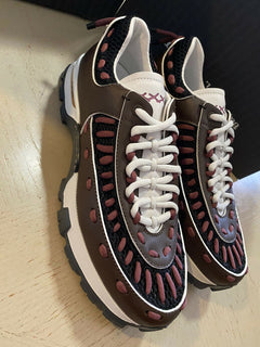 Neue 795 $ Ermenegildo Zegna Couture Leder-Sneakers Schuhe DK Braun 11 US Italien
