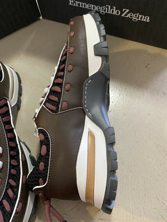 Neue 795 $ Ermenegildo Zegna Couture Leder-Sneakers Schuhe DK Braun 11 US Italien