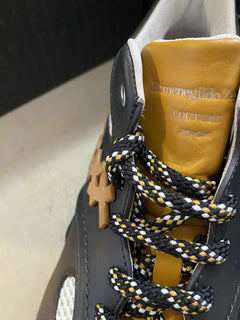 Neue 650 $ Ermenegildo Zegna Couture Leder-Sneakers Schuhe DK Braun 13 US Italien
