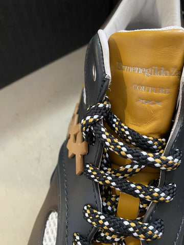 Neue 650 $ Ermenegildo Zegna Couture Leder-Sneakers Schuhe DK Braun 13 US Italien