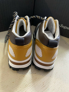 Neue 650 $ Ermenegildo Zegna Couture Leder-Sneakers Schuhe DK Braun 13 US Italien