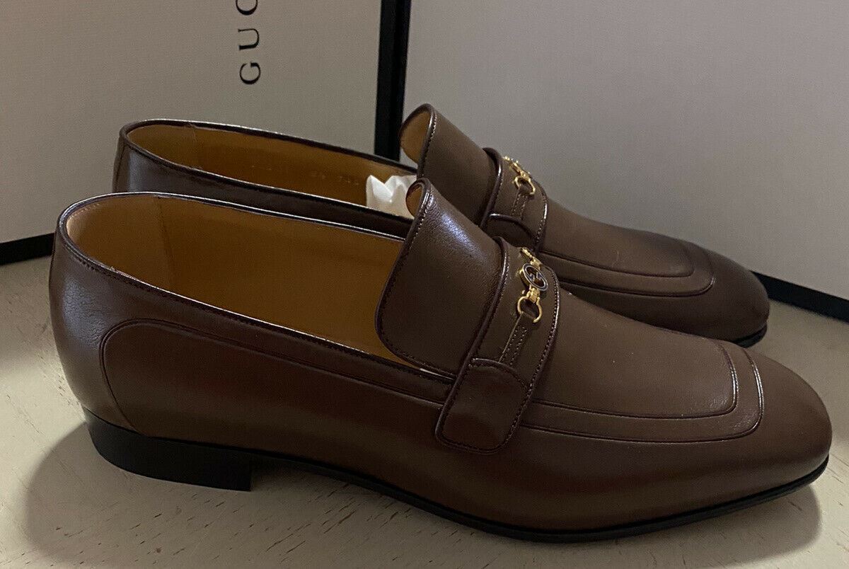 New Gucci Men’s GG Monogram Leather Loafers Shoes Brown 9.5 US ( 8.5 UK ) Italy