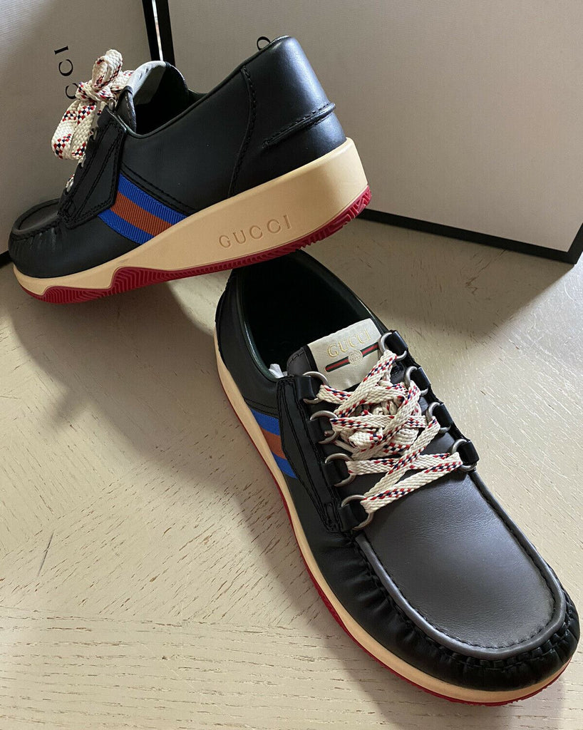 Neue Gucci Herren-Leder-Sneakers, Schuhe, Schwarz, 10 US (9 UK), Italien
