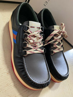 Neue Gucci Herren-Leder-Sneakers, Schuhe, Schwarz, 10 US (9 UK), Italien