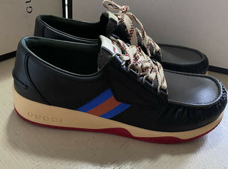 Neue Gucci Herren-Leder-Sneakers, Schuhe, Schwarz, 10 US (9 UK), Italien