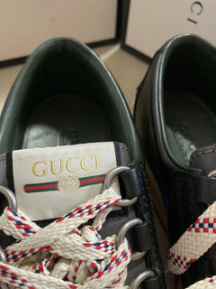 Neue Gucci Herren-Leder-Sneakers, Schuhe, Schwarz, 10 US (9 UK), Italien