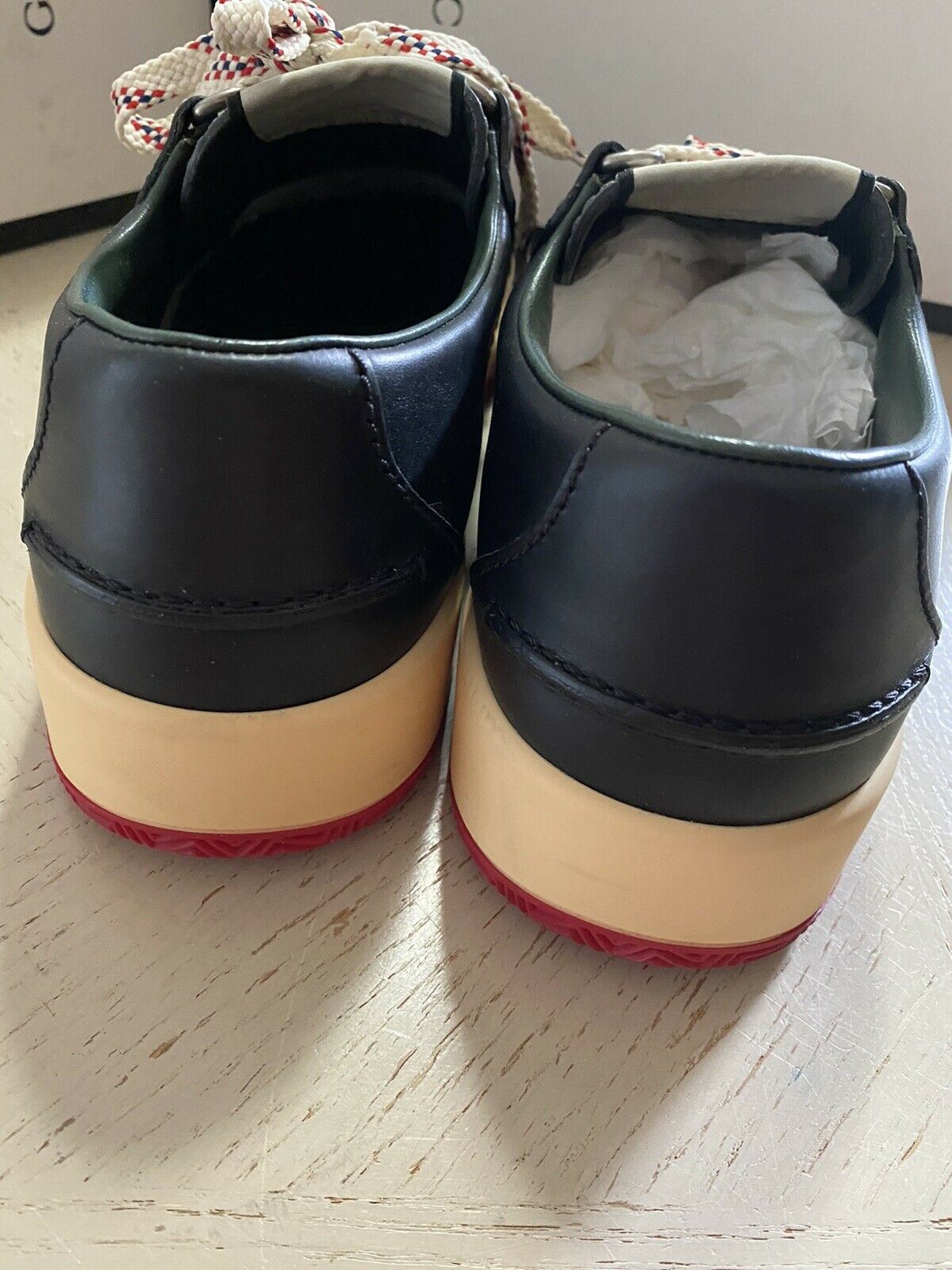 New Gucci Men’s Leather Sneakers Shoes Black 10 US ( 9 UK ) Italy