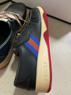 Neue Gucci Herren-Leder-Sneakers, Schuhe, Schwarz, 10 US (9 UK), Italien