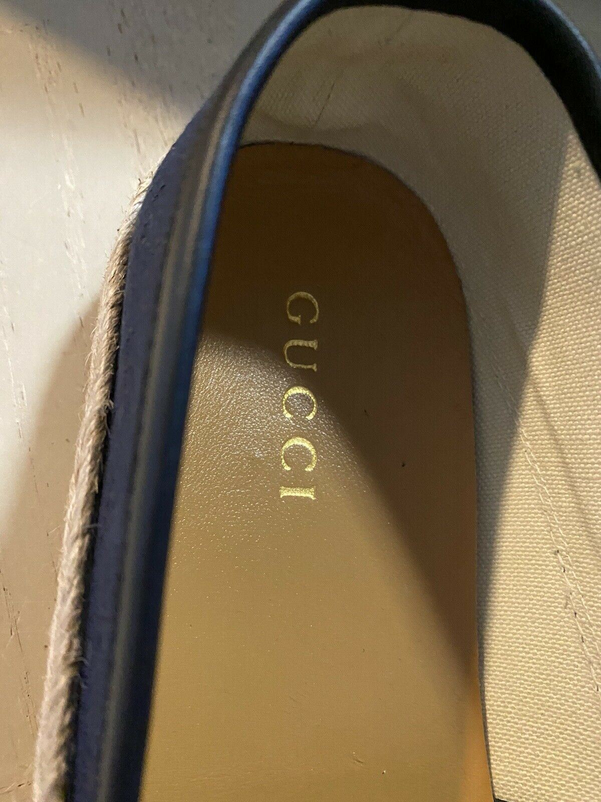 New Gucci Men GG Monogram Canvas/Leather Espadrille Shoes Blue 9 US/8 UK