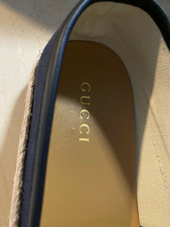 Neue Gucci Herren GG Monogram Canvas/Leder Espadrille Schuhe Blau 9 US/8 UK