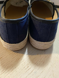 Neue Gucci Herren GG Monogram Canvas/Leder Espadrille Schuhe Blau 9 US/8 UK