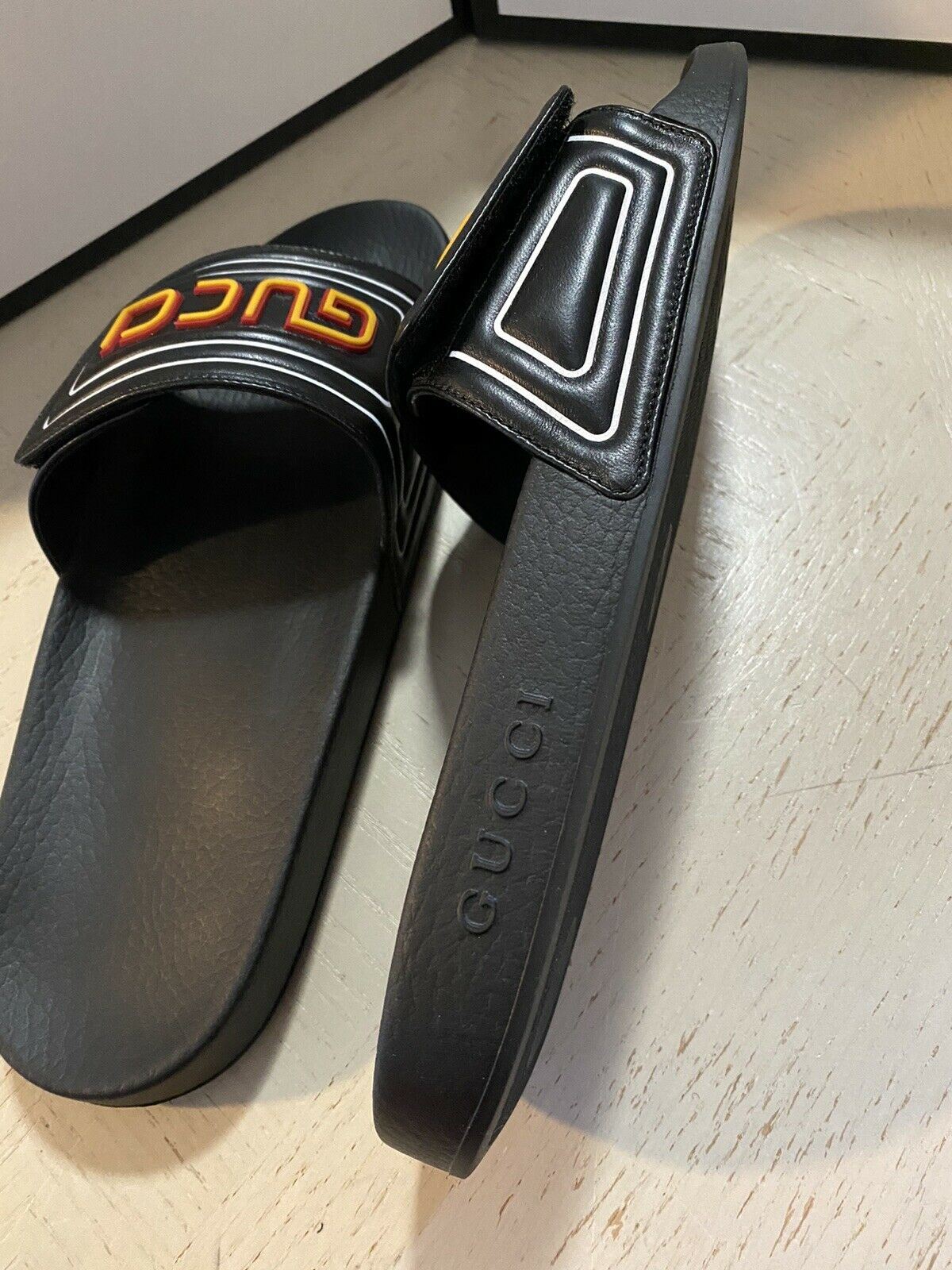 NIB Gucci Mens Leather Sandal Shoes Black 10 US/9 UK Italy