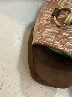 NIB Gucci Damen GG Monogram Sandale Schuhe Beige 8 US (38 Eu) Italien