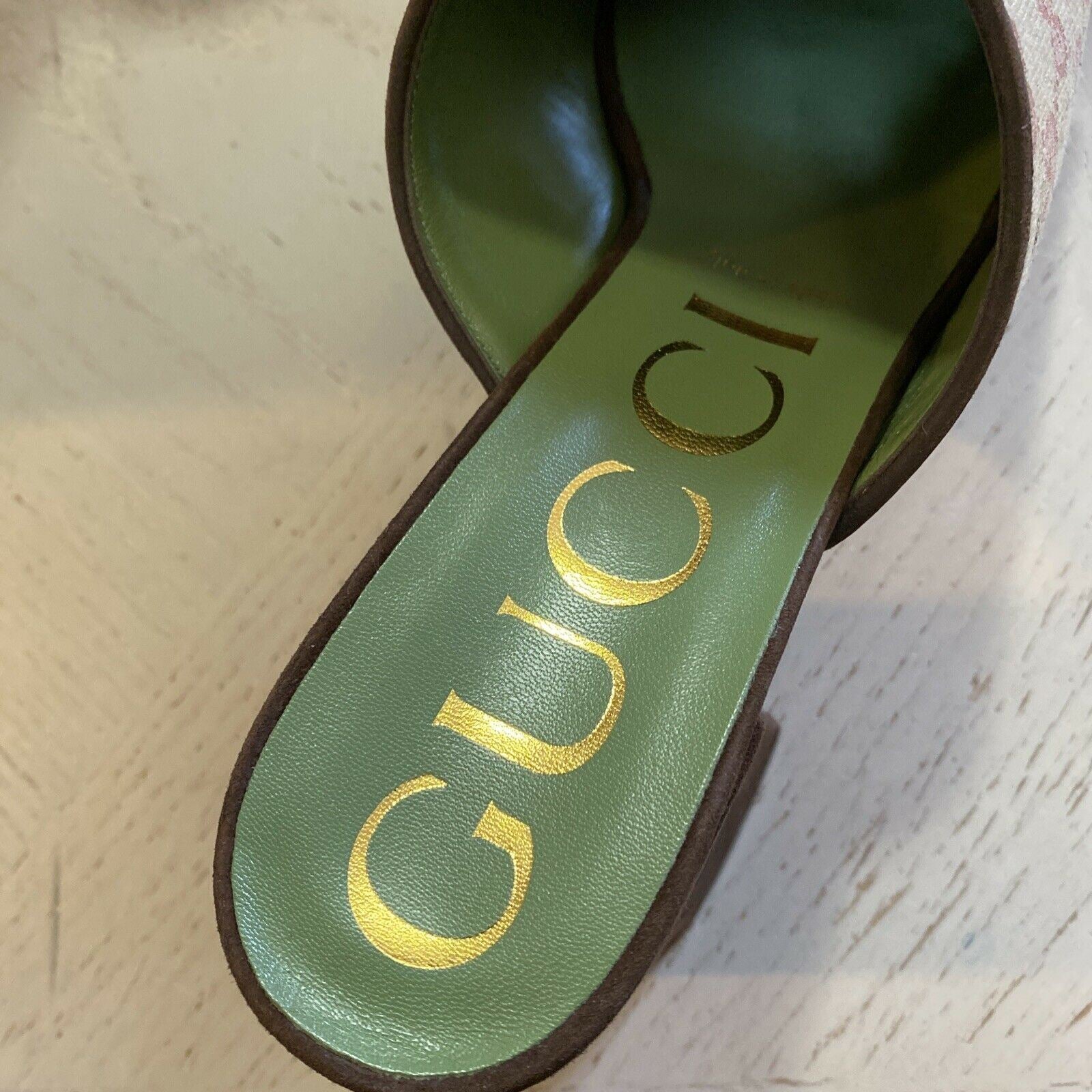 NIB Gucci Women’s GG Monogram Sandal Shoes Beige 8 US ( 38 Eu ) Italy