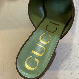 NIB Gucci Damen GG Monogram Sandale Schuhe Beige 8 US (38 Eu) Italien