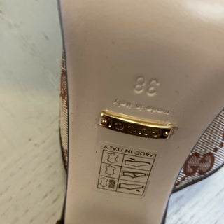 NIB Gucci Damen GG Monogram Sandale Schuhe Beige 8 US (38 Eu) Italien