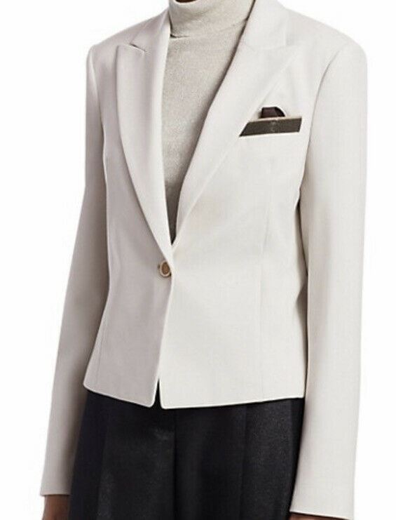 Новая женская куртка Brunello Cucinelli с отделкой Monili за 3995 долларов США, блейзер Salt 46 It/10 US