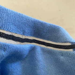 Neu $1895 Brunello Cucinelli Damen-Pullover aus Kaschmir mit Monili-Besatz und Rundhalsausschnitt, Blau, XS