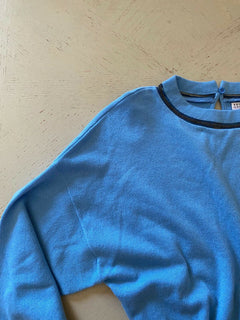 Neu $1895 Brunello Cucinelli Damen-Pullover aus Kaschmir mit Monili-Besatz und Rundhalsausschnitt, Blau, XS