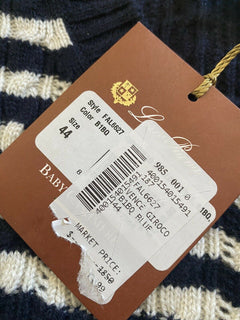 Neu $1850 Loro Piana Damen Vence Gestreifter Babykaschmirpullover Blau/Weiß 44/10