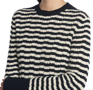 Neu $1850 Loro Piana Damen Vence Gestreifter Babykaschmirpullover Blau/Weiß 44/10