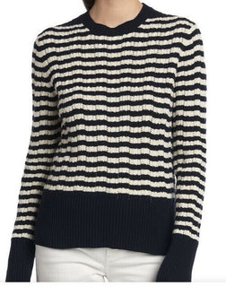 Neu $1850 Loro Piana Damen Vence Gestreifter Babykaschmirpullover Blau/Weiß 44/10