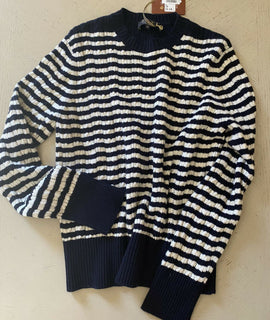 Neu $1850 Loro Piana Damen Vence Gestreifter Babykaschmirpullover Blau/Weiß 44/10