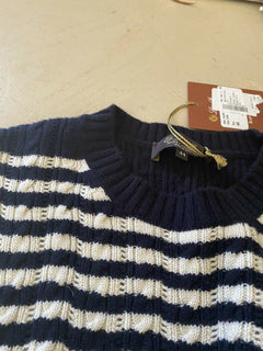 Neu $1850 Loro Piana Damen Vence Gestreifter Babykaschmirpullover Blau/Weiß 44/10
