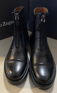Neu $1595 Ermenegildo Zegna Couture Leder Leichte Stiefel Schuhe Schwarz 8,5 US Italien