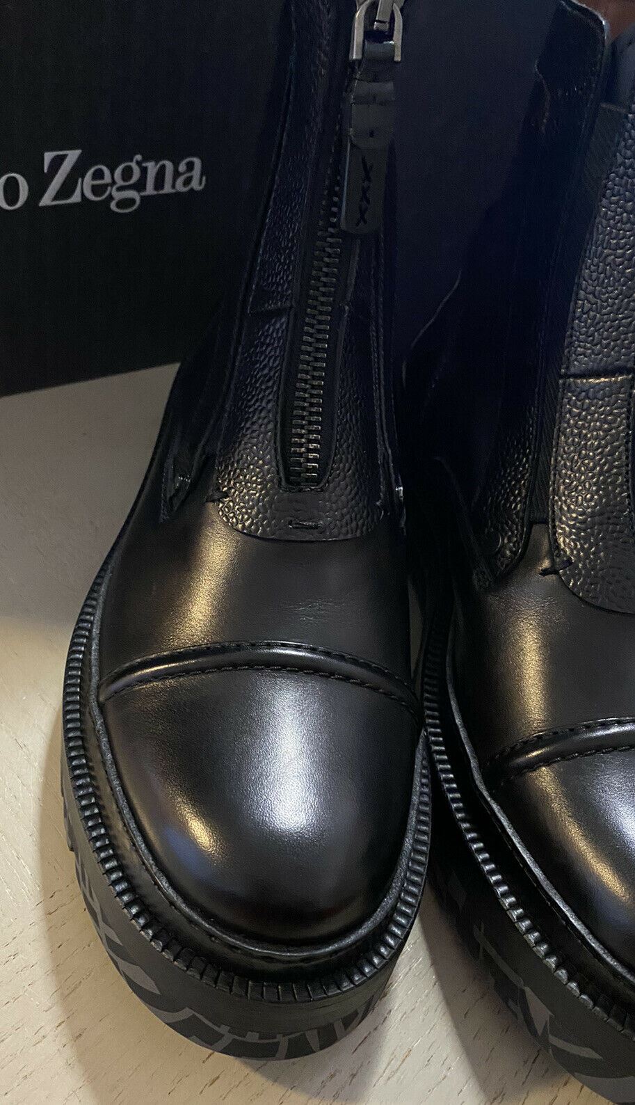 Neu $1595 Ermenegildo Zegna Couture Leder Leichte Stiefel Schuhe Schwarz 8,5 US Italien
