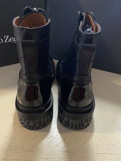 Neu $1595 Ermenegildo Zegna Couture Leder Leichte Stiefel Schuhe Schwarz 8,5 US Italien