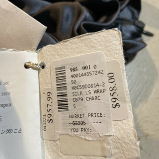 Neu $2395 Brunello Cucinelli Damen Wrapped Monili Rollkragenbluse Anthrazit S