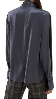 Neu $2395 Brunello Cucinelli Damen Wrapped Monili Rollkragenbluse Anthrazit S
