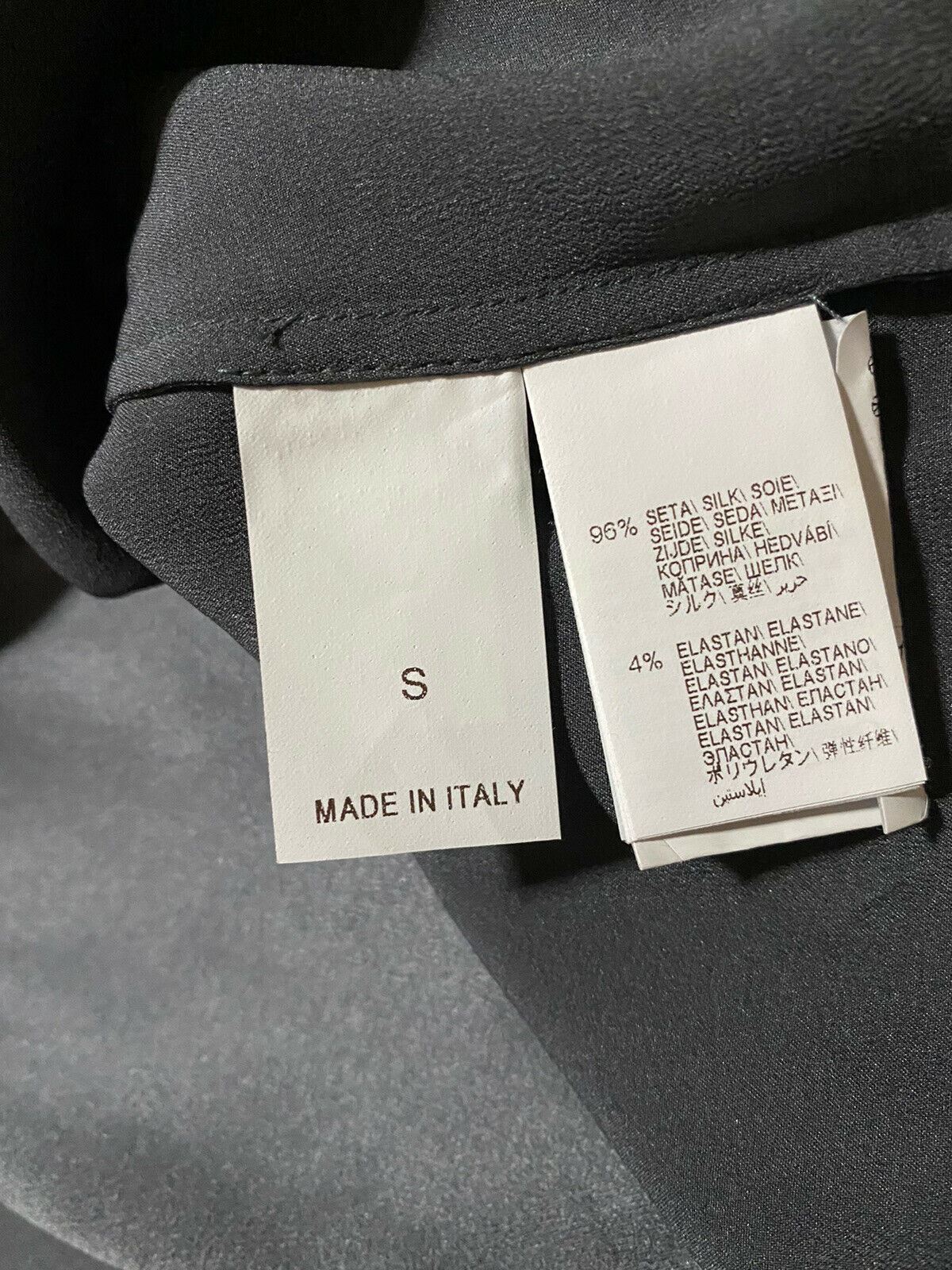 New $2395 Brunello Cucinelli Women Wrapped Monili Turtleneck Blouse Charcoal S