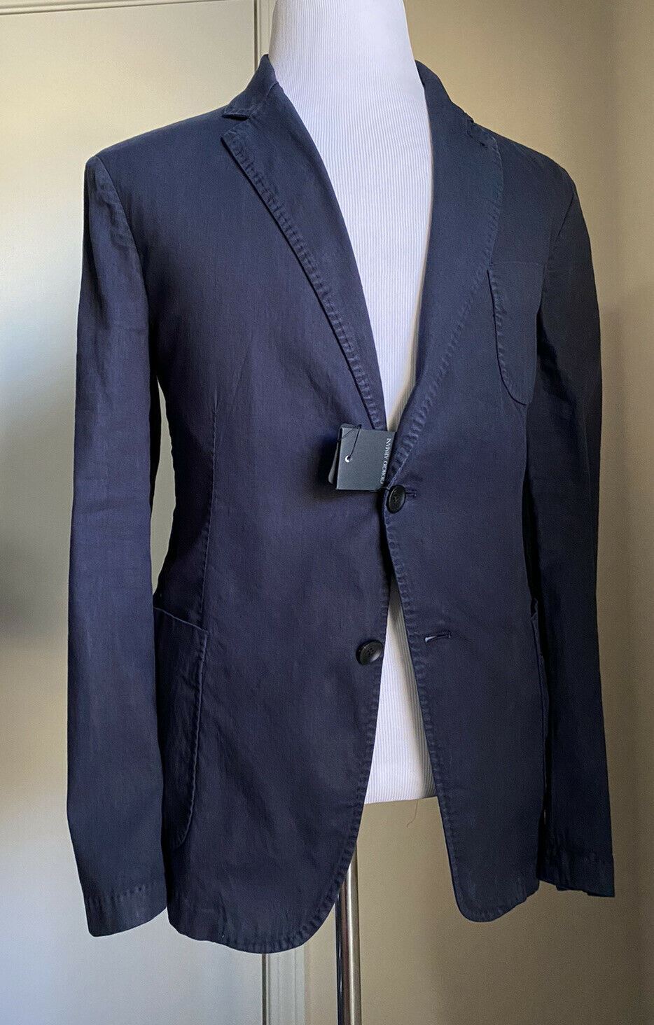 NWT $1595 Giorgio Armani Men Slim Coat Jacket Blazer Navy 44 US/54 Eu