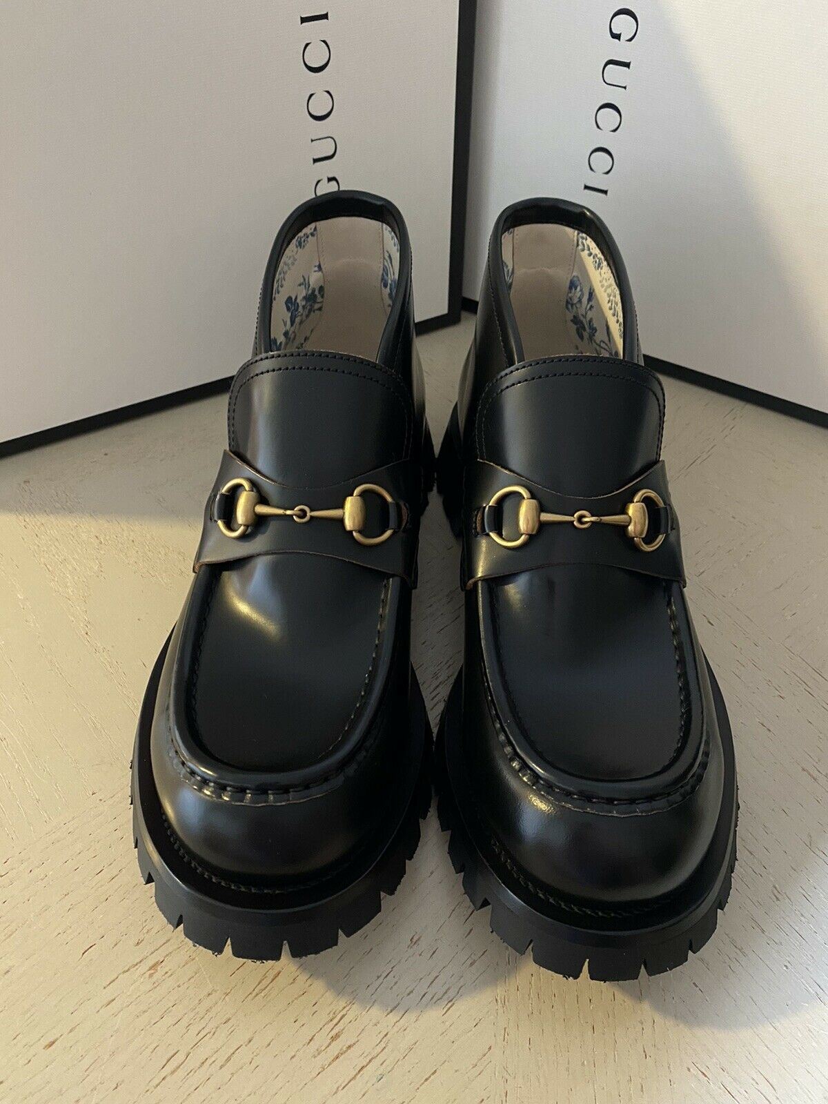 NIB $1750 Gucci Men’s Cordovan Lux Leather Ankle Boots Shoes Black 9 US / 8 UK
