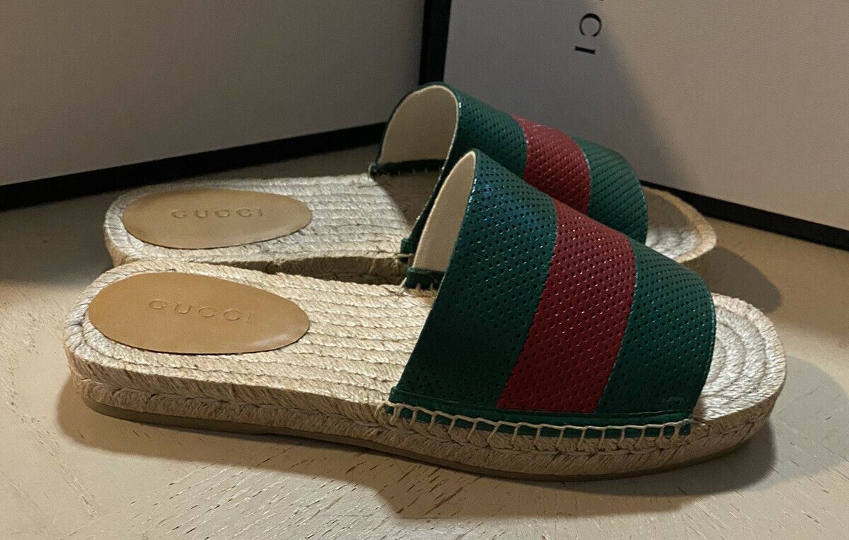 NIB Gucci Mens Sandal Espadrille Shoes Green/Red 9.5 US/8.5 UK