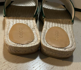 NIB Gucci Herren Sandale Espadrille Schuhe Grün/Rot 9,5 US/8,5 UK