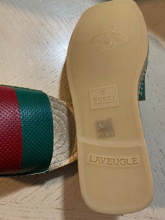 NIB Gucci Herren Sandale Espadrille Schuhe Grün/Rot 9,5 US/8,5 UK