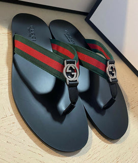 NIB Gucci Herren Sandalenschuhe Grün/Rot/Schwarz 10 US/9,5G UK