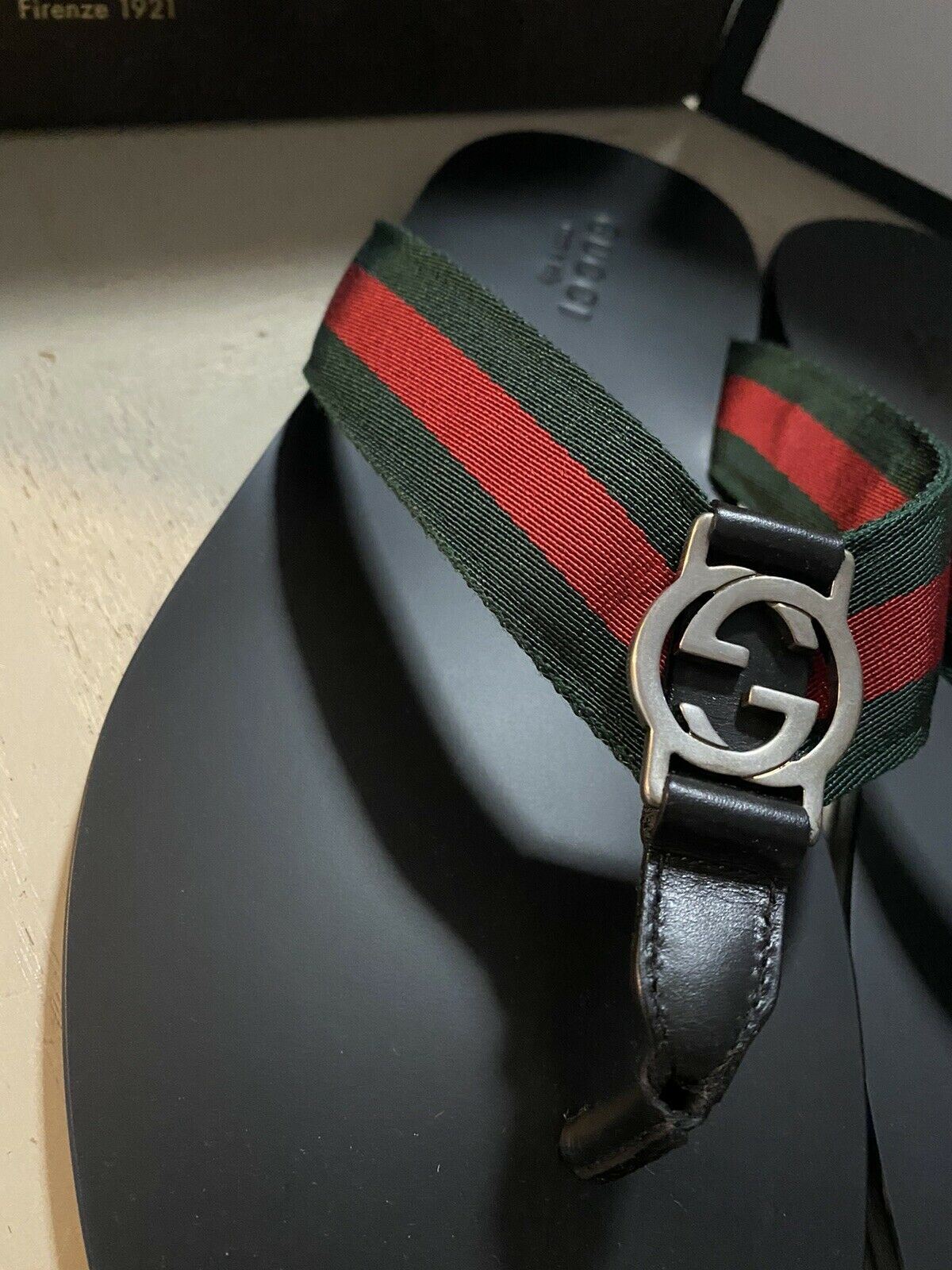 NIB Gucci Mens Sandal Shoes Green/Red/Black 10 US/9.5G UK