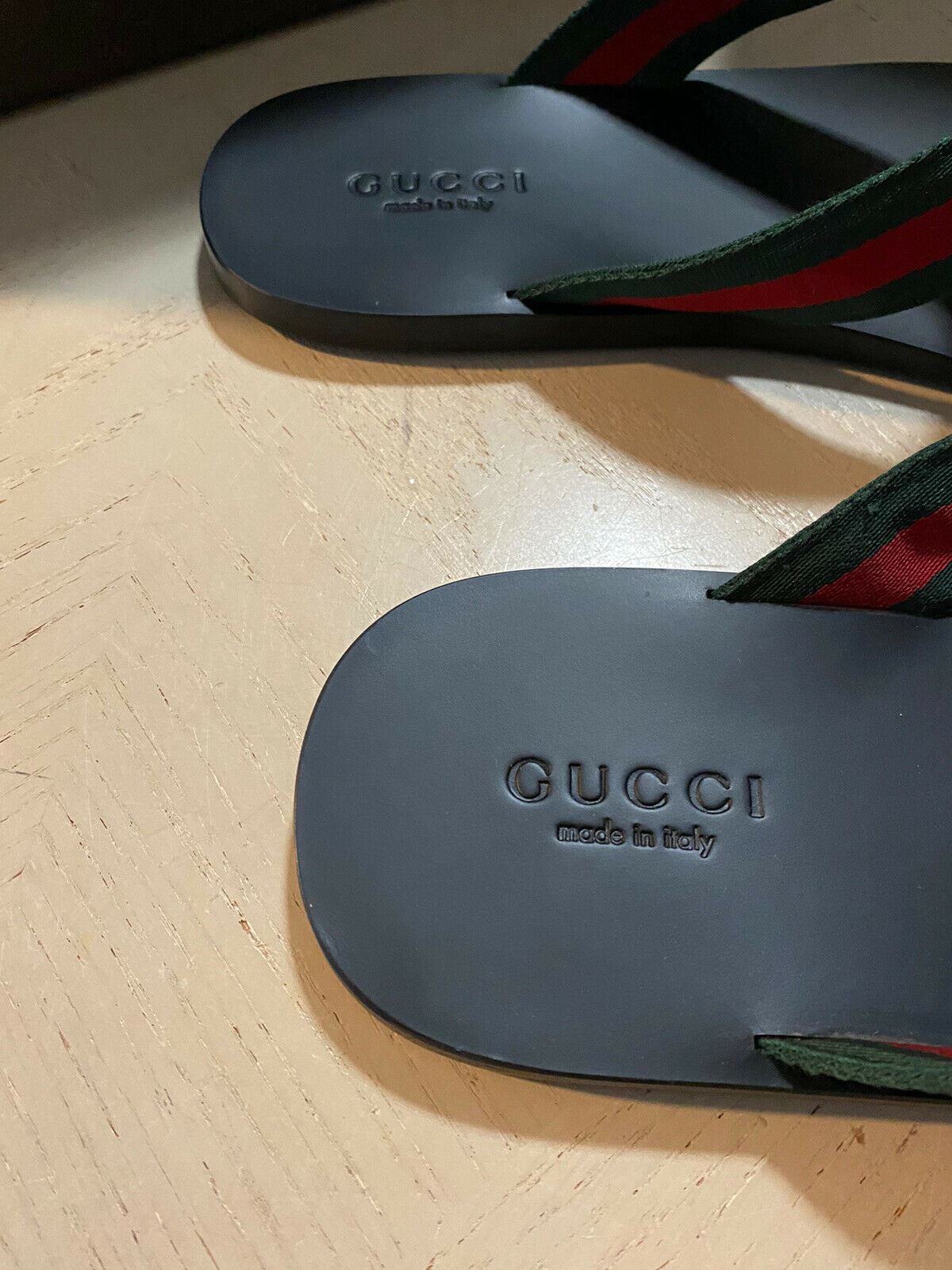 NIB Gucci Mens Sandal Shoes Green/Red/Black 10 US/9.5G UK