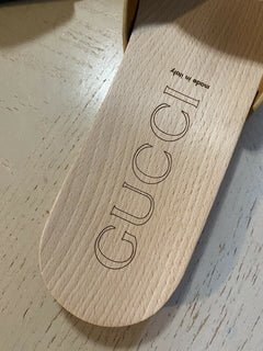 NIB Gucci Herren-Sandalen aus Leder/Holz, Weiß/Creme, 11 US/10 UK
